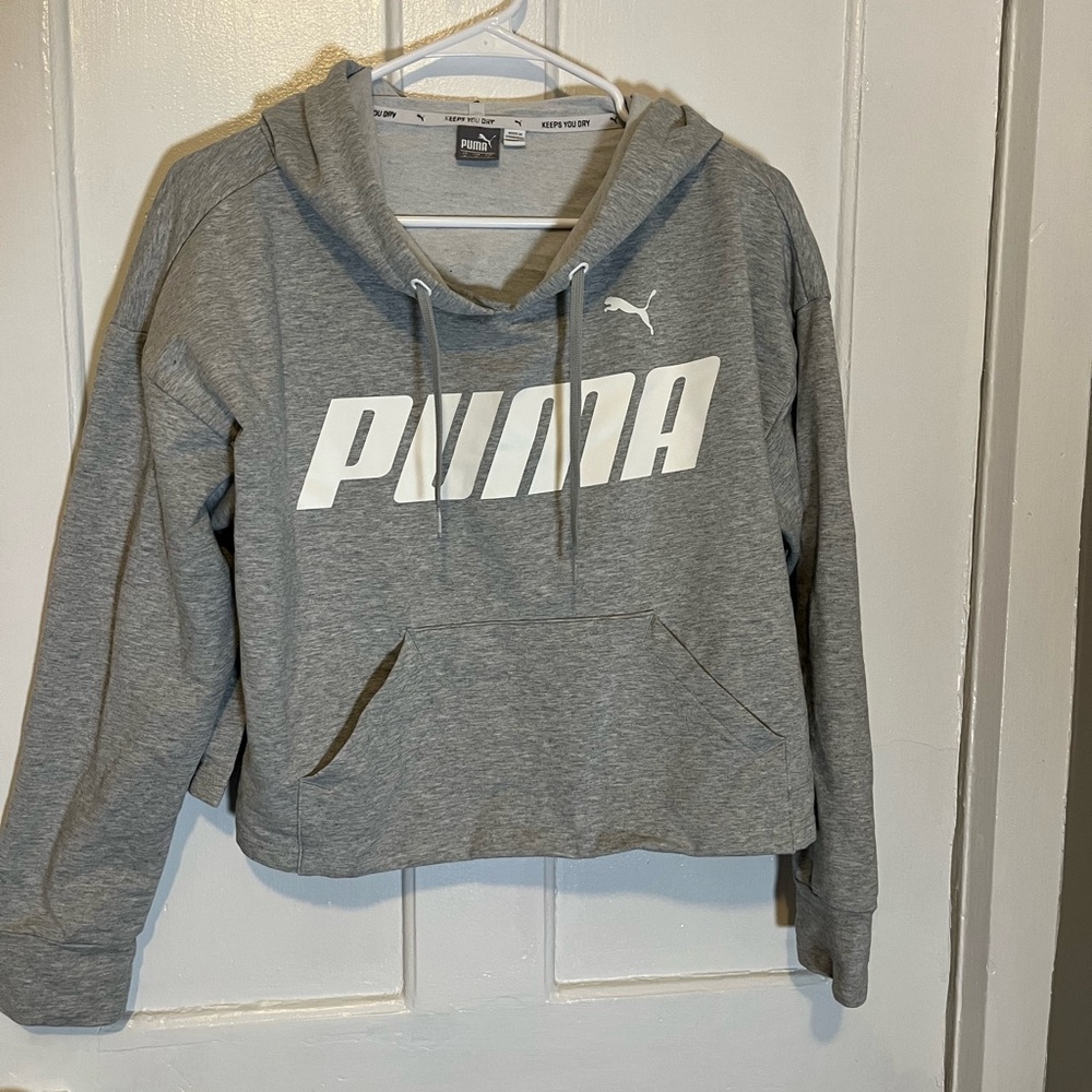 Puma Cropped Women's Gray Hoodie Top